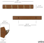 Umbra Flip Coat Rack, Wall Mounted 5-Hook Space Saving, Walnut/Gold - Image 3