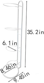 Ball Storage Rack, White Metal, 4-Tier Vertical Organizer for Basketball, Soccer, Volleyball, Sports Equipment Holder (4-Tier) - Image 5