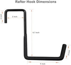 4 Pcs Rafter Hooks, Upgraded Fence Hangers, Heavy Duty Bike Hanger for Garage, Ladder Hook, Black Large S Hooks for Hanging Hose, Plants, Chairs, Bikes, Ladders, Cords and More - Image 6