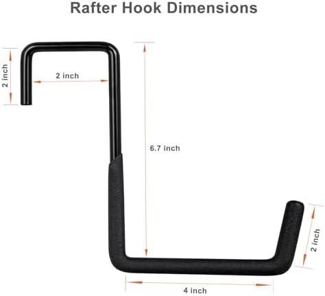 4 Pcs Rafter Hooks, Upgraded Fence Hangers, Heavy Duty Bike Hanger for Garage, Ladder Hook, Black Large S Hooks for Hanging Hose, Plants, Chairs, Bikes, Ladders, Cords and More - Image 6