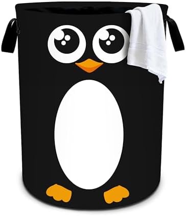 Penguin Laundry Basket Storage Bin Foldable Laundry Hamper Clothes Storage Bucket Organizer 19.6x15.7 Inch For Laundry Room/Bedroom/Bathroom by Bzocm