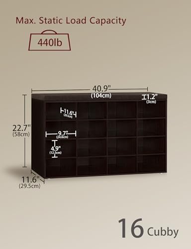 DINZI LVJ Shoe Storage Bench with Cushion, 16-Cubby Shoe Rack with Seat - Image 3