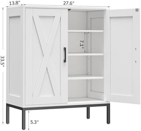 Homleke Farmhouse Shoe Cabinet with 2 Barn Doors & Metal Legs - Image 2