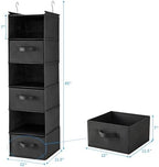 MAX Houser 6 Tier Foldable Hanging Closet Organizer with Hooks, Black-D3 | foldable lightweight fabric closet storage with 3 Drawers, space-saving design for Bedroom, Closet Hanging Shelf for Storage - Image 3
