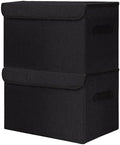Bagnizer Large 42 Quarts Fabric Storage Bins with Lids [2-Pack] Linen Collapsible Foldable Storage Cubes, Closet Organizer Containers boxes with Handles for Home Office (16.7 x 12 x 12, Black) by Bagnizer
