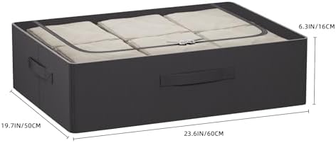 CYhom Under Bed Storage Bins Frame Storage Box Oxford Fabric Sturdy Underbed Container Foldable Stackable Large Capacity Clothes Organizer - Image 6