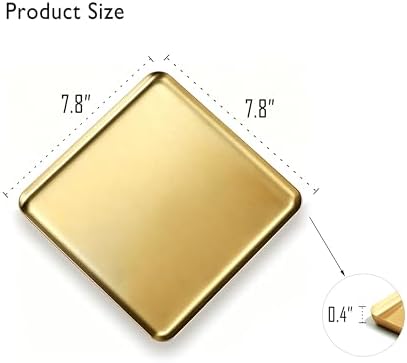 VREATC Small Gold Tray, 7.8" Stainless Steel Square Serving Tray - Image 6