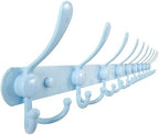 Dseap Coat Rack Wall Mount - 38” Long 10-Tri-Hooks Heavy Duty Coat Hanger Rail Wall Hooks for Hanging Coats Hats Clothing Clothes Purse Mudroom Entryway, Blue by Dseap