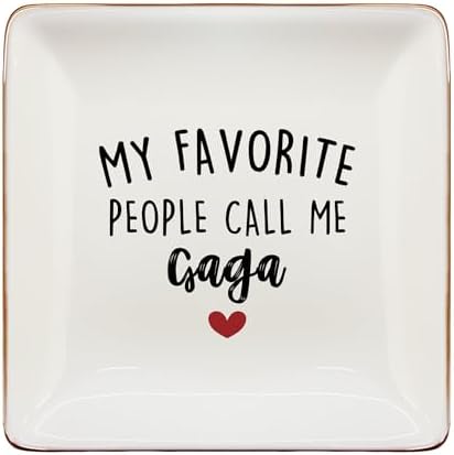 Gaga Gifts Jewelry Dish Tray, Best Grandma Mother's Day Birthday Gifts from Grandkids Ceramic Jewelry Tray for Rings Earring Bracelet Necklace, Grandmother Gift Trinket Dish for Women by Unknown