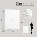 Nicetree Shoe Cabinet with 2 Flip Drawers, Modern Entryway Organizer, White - Image 2