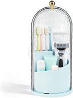 Toothbrush Holder with Cover for Bathroom Countertop, Organizer, Blue by rejomiik