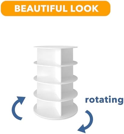 SpaceAid 4 Tier Rotating Shoe Rack Tower, Spinning Shoe Display Lazy Susan, Revolving 360 Shoe Rack Storage Round Carousel, Vertical Handbag Rotate Shoes Closet Organization (4-Tier White) - Image 7