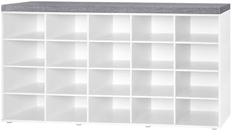 DINZI LVJ Shoe Storage Bench, 20-Cubby Shoe Rack Bench with Cushion by DINZILVJ