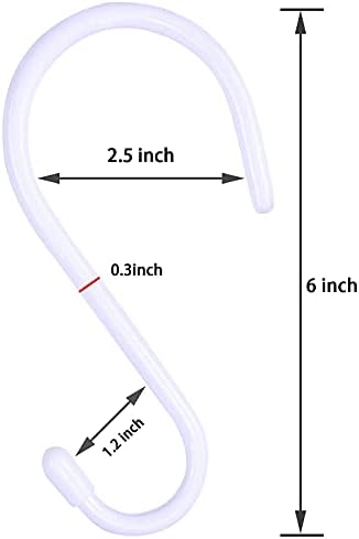 DINGEE 6 Inch Large White Heavy Duty S Hooks, 12 Pack, 7mm Thick Vinyl Coated, Non Slip Sturdy Metal S Hooks for Hanging Plants, Close, Bird Feeders, Large Objects, Tools, Bikes - Image 2