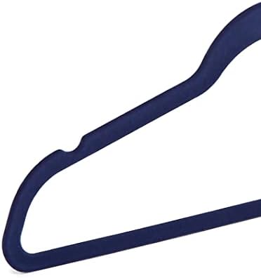 Amazon Basics Slim Velvet Non-Slip Space Saving Suit Clothes Hangers for Closet Organization, Navy Blue/Silver, 50-Pack - Image 4