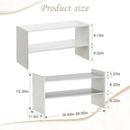 X-cosrack 2 Pack 2-Tier Shoe Rack Organizer for Closet, Expandable and Adjustable White Shoe Rack, Stackable Iron Wood Combination Shoe Storage Shelves for Closets, Entryway, Small Space, Garage - Image 3