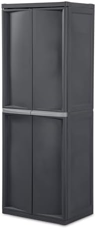 Sterilite 4 Shelf Cabinet, Lockable Utility Storage, Gray, 2-Pack by Sterilite