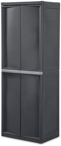 Sterilite 4 Shelf Cabinet, Lockable Utility Storage, Gray, 2-Pack by Sterilite