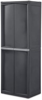 Sterilite 4 Shelf Cabinet, Lockable Utility Storage, Gray, 2-Pack by Sterilite