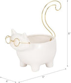 Ceramic Kitty Trinket Dish for House Decor Styling - Jewelry Tray for Coffee Table, Bed, Bathroom Vanity, and Home - Decorative Tray for Centerpiece Table and Jewelry Dish - 8", White & Gold - Image 3