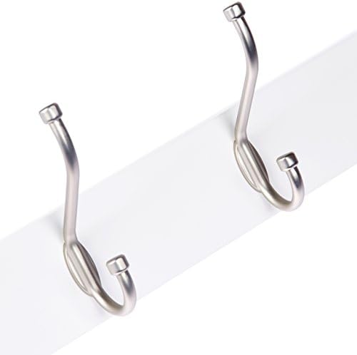 Amazon Basics Rectangular Farmhouse Wall-Mounted Coat Rack for Entryway and Bedroom, Storage Organizer, 5 Hooks, White - Image 2