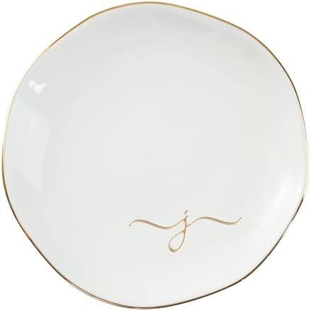 InnoBeta Jewelry Tray, Initial Ring Dish, Ceramic Trinket Dish, Letter J by InnoBeta