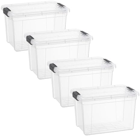 Superio 8.7 Quart Clear Plastic Storage Boxes with Lids, Stackable Organizer Containers, BPA-Free Storage Bins for Home, Office, School & Dorm, 4 Pack by Superio