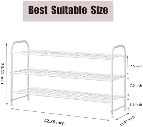 LINZINAR 3 Tier Long Shoe Rack for Closet Metal Shoe Organizer for Entryway - Image 3