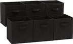 Amazon Basics Collapsible Fabric Storage Bins Organizer with Handles, Sturdy, Foldable, 10.5" x 10.5" x 11", Black, 6-Pack by AmazonBasics