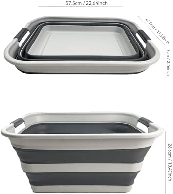 SAMMART Collapsible Plastic Laundry Basket - Foldable Pop Up Storage Container/Organizer - Portable Washing Tub - Space Saving Hamper/Basket (Grey/Steel Grey, 42L) - Image 3