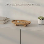 Solid Wood Catchall Tray for Keys & Rings, Natural Finish Entryway Organizer with Raised Edges, Compact Desktop Storage - Image 2