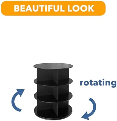 SpaceAid 3 Tier Rotating Shoe Rack Tower, Spinning Shoe Display Lazy Susan, Revolving 360 Shoe Rack Storage Round Carousel, Vertical Handbag Rotate Shoes Closet Organization (3-Tier Black) - Image 7