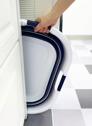 SAMMART 40L (10.5 gallon) Collapsible Plastic Laundry Hamper - Foldable Pop Up Storage Container/Organizer - Portable Washing Tub - Space Saving Basket (1, White/Starry Blue) - Image 6