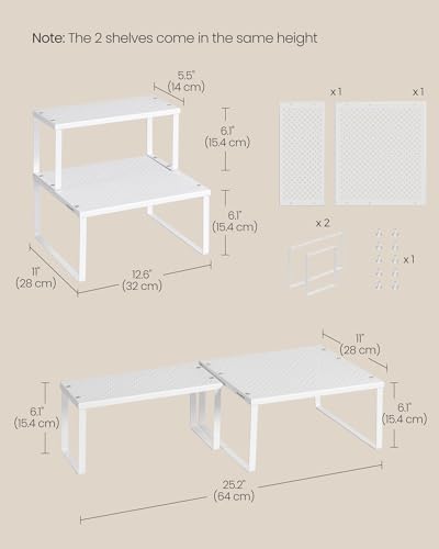 SONGMICS Set of 2 Metal Spice Racks, Stackable Expandable Shelf Risers - Image 6