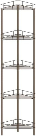 HuggieGems Metal Floor Standing Corner Shower Caddy, Bronze, 5 Tier by HuggieGems
