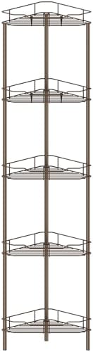 HuggieGems Metal Floor Standing Corner Shower Caddy, Bronze, 5 Tier by HuggieGems