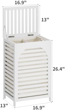 Laundry Hamper with Lid,Bamboo Large Waterproof Clothes Laundry Basket,Removable Washing Bags with Handles,clothes basket (White) - Image 2