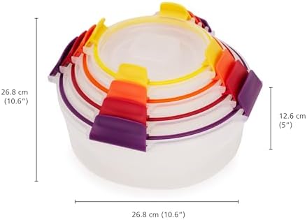 Joseph Joseph Nest Lock 8-piece Plastic BPA Free Round Food Storage Container Set with Lockable Airtight Leakproof Lids - Multicolor - Image 5
