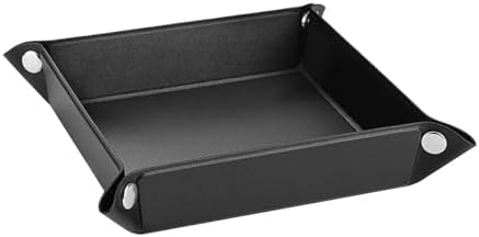 Luxspire PU Valet Tray for Key Coin Phone Jewelry Wallet, S, Black - Image 2