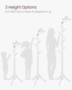 VASAGLE Solid Wood Coat Rack, Free Standing Tree-Shaped Coat Rack with 8 Hooks, 3 Height Options, for Clothes, Hats, Bags, Living Room, Bedroom, Home Office, Cloud White URCR01WT - Image 6