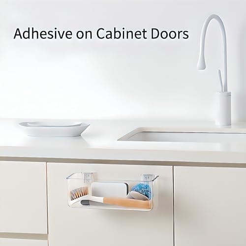 vacane Plastic Over Cabinet Door Organizer, Adhesive Mount Storage Organizer Container Makeup Organizer Hanging Basket Bins For Craft Room, Pantry, Office, Space Saving Holder for Kitchen Bags-XL - Image 2