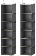 YOUDENOVA Hanging Closet Organizer and Storage, 6-Shelf, 2 Packs, Grey | Breathable Fabric, 2 Side Pockets, Clothes Organizer, Hanging Shelves, Closet Storage, College Dorm Room Essentials for Guys by YOUDENOVA