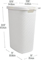 Mind Reader Slim Laundry Hamper with Lid, 60L Tall Clothes Basket, Narrow Tapered Design for Bathrooms, Closets and Laundry Rooms, Plastic, 2 Pack, White - Image 3