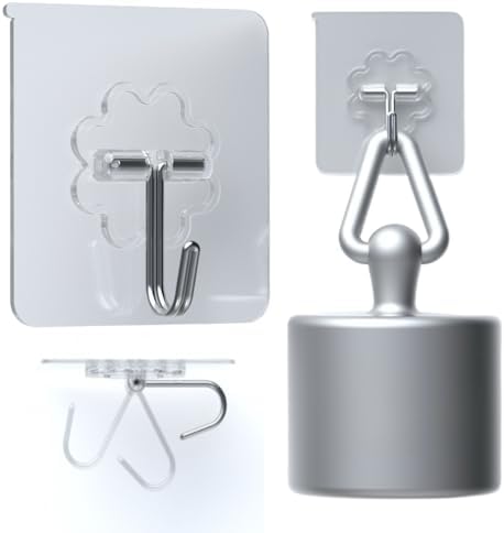 DDMY Adhesive Wall Hooks Heavy Duty 50LB Clear Hook 24 Pack for Hanging by DDMY