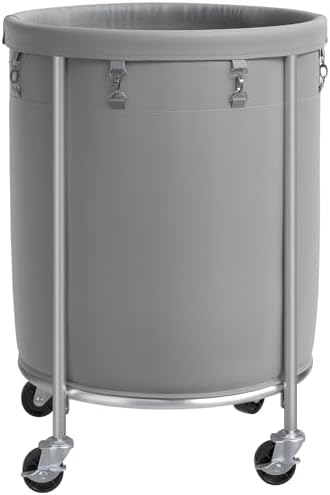 ELYKEN Laundry Basket with Wheels, Round Rolling Laundry Hamper, Gray by ELYKEN