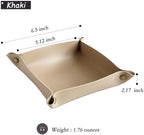 Leather Valet Tray, Small Catchall Tray, Desktop Storage Organizer, EDC Dump Tray for Key, Phone, Jewelry, Wallet, Coin, Watch (Khaki-S) - Image 2