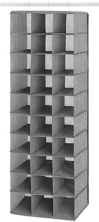 Whitmor 30 Sections Hanging Clothes Closet Shoe Organizer, Space Saving Breathable Fabric Shoe Storage for Bedroom, Laundry, Dorm, Crosshatch Gray - Image 5