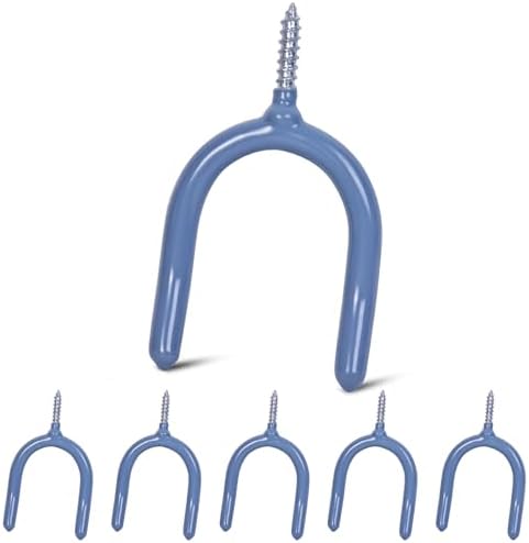 6 Pack Garage Storage System Steel U Hooks with Anti-Slip Coating Home Improvement and Organization Screw in Hooks Easy Wall Mounting Heavy Duty Bike and Ladder (Grey, 6 Pack) by LianRippleLian