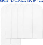 Simple Houseware 40-Inch Clear Garment Bags with Zipper, 5 Pack - Image 3
