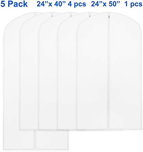 Simple Houseware 40-Inch Clear Garment Bags with Zipper, 5 Pack - Image 3